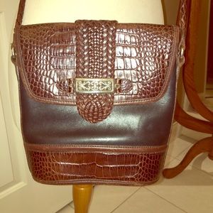 Vintage Brighton black brown leather crossbody